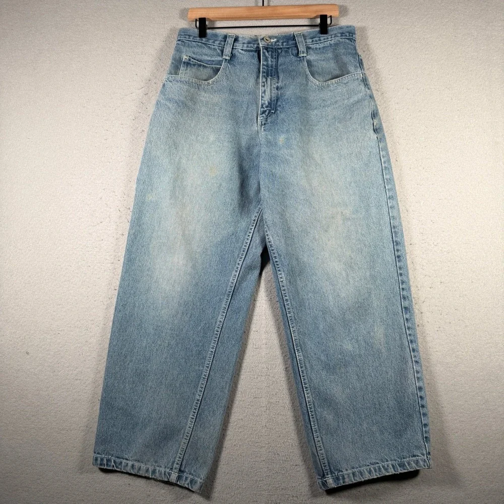 Vintage Southpole Baggy Jeans Mens 34 Light Wash Wide Leg Y2K Streetwear RN82628